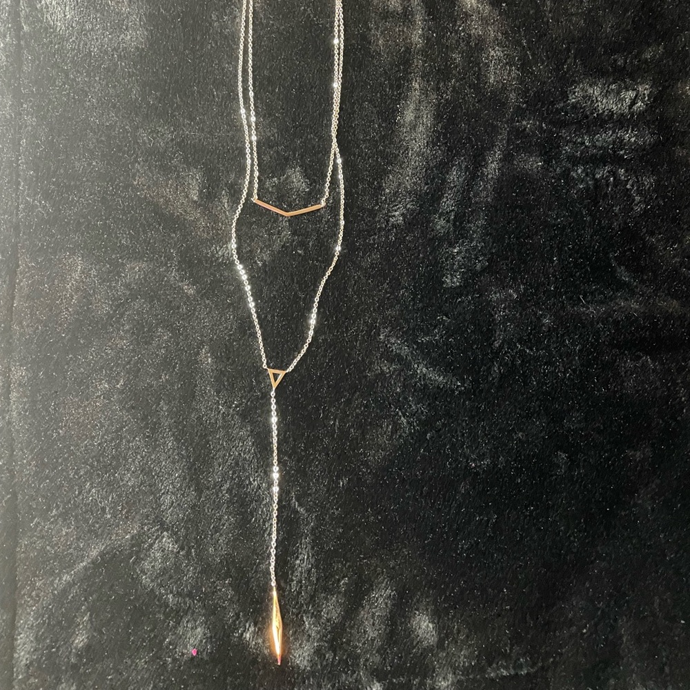 Silver layered triangle “Next Level” necklace by Premier Designs